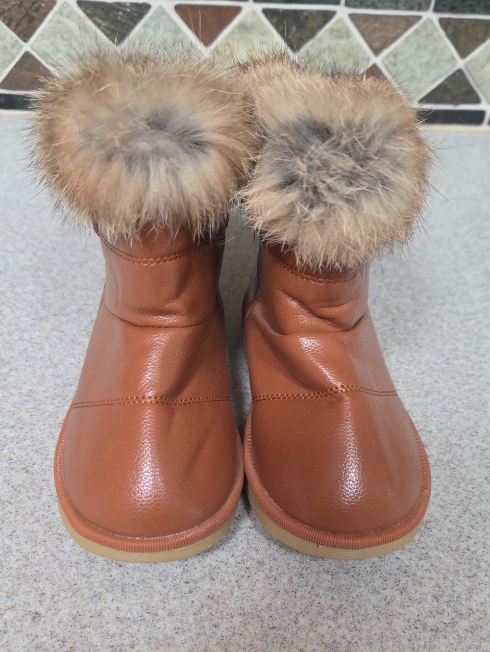 Kids Faux-Fur Trim Tan Bootie - Comfortable Winter Style